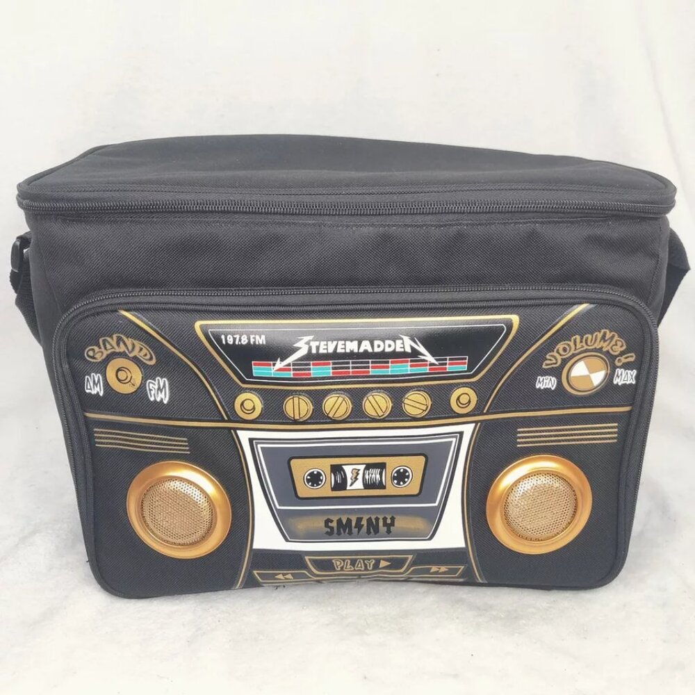 Steve Madden Black Cooler Bag Boombox Cooler Speaker Wired